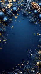 Elegant Christmas background with festive ornaments and sparkling lights.