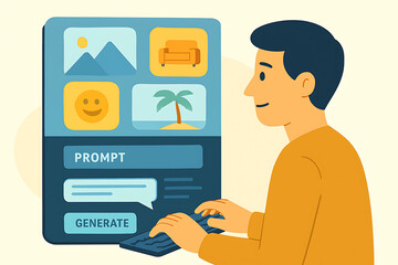 Person using AI generator to create images from text prompts on a digital device