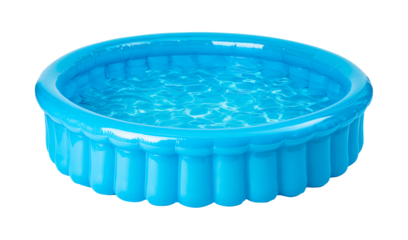 Bright blue inflatable swimming pool for kids in summer fun and enjoyment