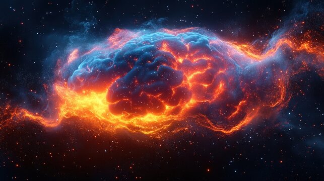 Abstract brain in cosmic nebula - Powered by Adobe