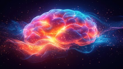 Abstract brain with vibrant energy