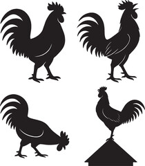 Rooster Silhouette Designs Free Black and White Farm Animal Images for Art, Crafts & Rustic Decor

