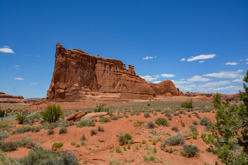 Fototapeta premium Formation known as The Tower of Babel along the Arches Scenic Drive outside of Moab, Utah