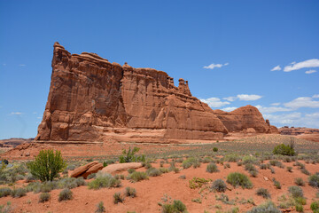 Fototapeta premium Formation known as The Tower of Babel along the Arches Scenic Drive outside of Moab, Utah