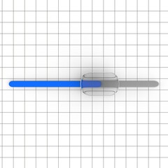 Slider Control Progress Blue Bar with a 3Dlike style over a grid, apple liquid glass