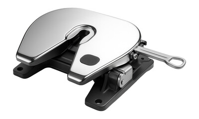 Fifth wheel coupling with a polished steel plate and locking mechanism