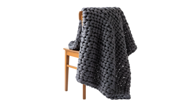 Chunky knit throw draped casually – PNG