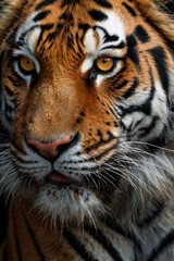 Intense Close-Up of a Majestic Tiger in Digital Art