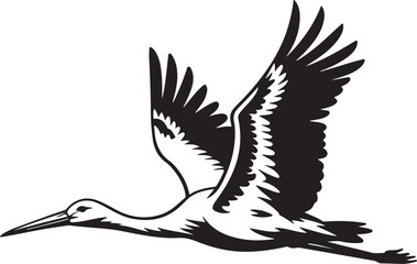 Obraz premium Stork Silhouette Vector Illustration Bird Flying Wing Nature Wildlife