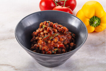 Black eye beans wutg tomato sauce