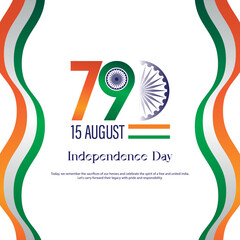 Happy Indian 79 Independence Day Celebration Social Banner Design Template, Happy Independence Day Banner Illustration