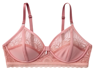 Elegant pink bra featuring delicate lace and floral details on a clean background ideal for fashion retail and underwear product display