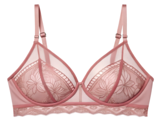 Elegant pink floral lace bra on background detailed closeup luxurious lingerie intimate apparel bridal fashion beautiful underwear comfortable support feminine accessory