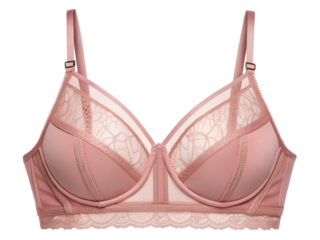 Pink bra with lace details and elegant design on a dark background capturing the sophistication of lingerie