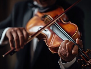 Skilled Hands Playing Violin Close-Up
