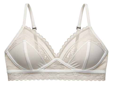 Elegant ivory lace bra isolated on background stylish and comfortable lingerie for women underwear fashionable bra for special occasions intimate apparel
