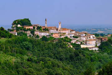 Rural landscape near Casale Monferrato and Ozzano, Alessandria province, Italy. View of Rosignano