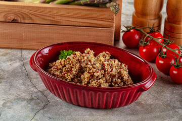 Boiled quinoa cereal in the bowl