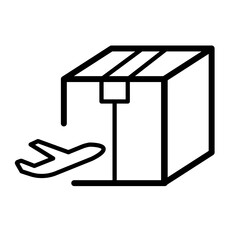 Air mail package - airplane delivery - vector  icon