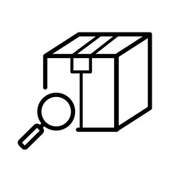 Package inspection - magnifying glass - vector icon