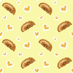 Food seamless pattern illustration, Indonesian food called pastel
