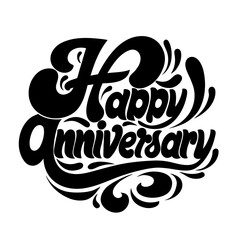 Happy Anniversary script lettering black silhouette celebration greeting
