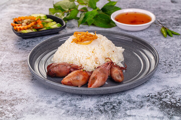 Tasty baby swuid with rice