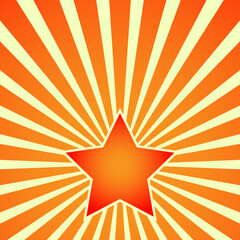 Victory Day Red Star on background of rays.