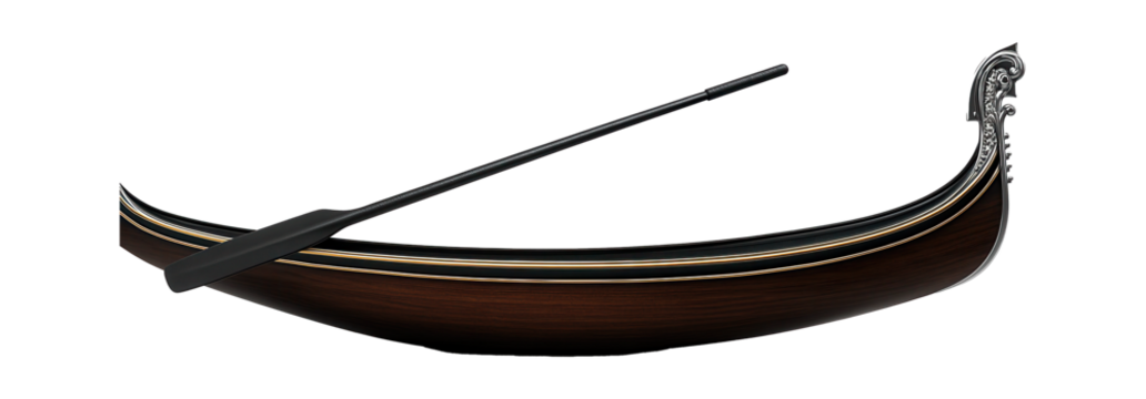 Gondola with a decorative stern and long single oar