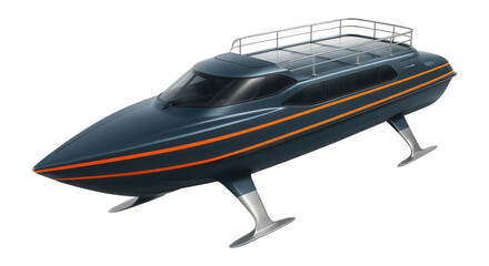 High-speed passenger catamaran with a pointed bow and hydrofoil technology