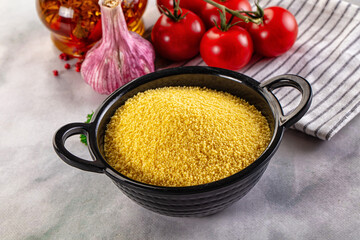 Vegan cuisine - raw dry couscous