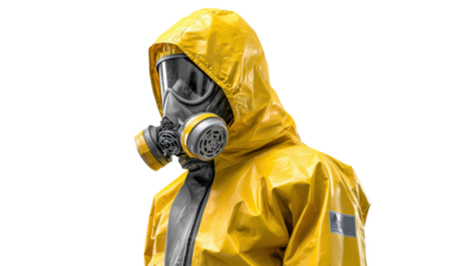 Chemical protective suit with ventilation valve background isolated on a Transparent background, PNG file.