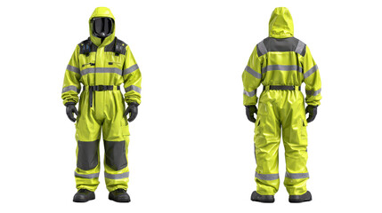 Fototapeta premium Chemical suit with reflective strips for visibility background isolated on a Transparent background, PNG file.