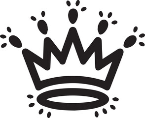 Simple black crown icon vector illustration. Hand-drawn doodle style royal symbol for king, queen, or prince. Isolated graphic design element.