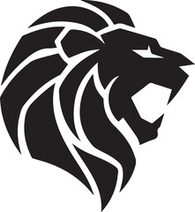 Stylized roaring lion head profile. A modern graphic vector illustration of a fierce wild cat mascot, emblem, or tribal tattoo design element.