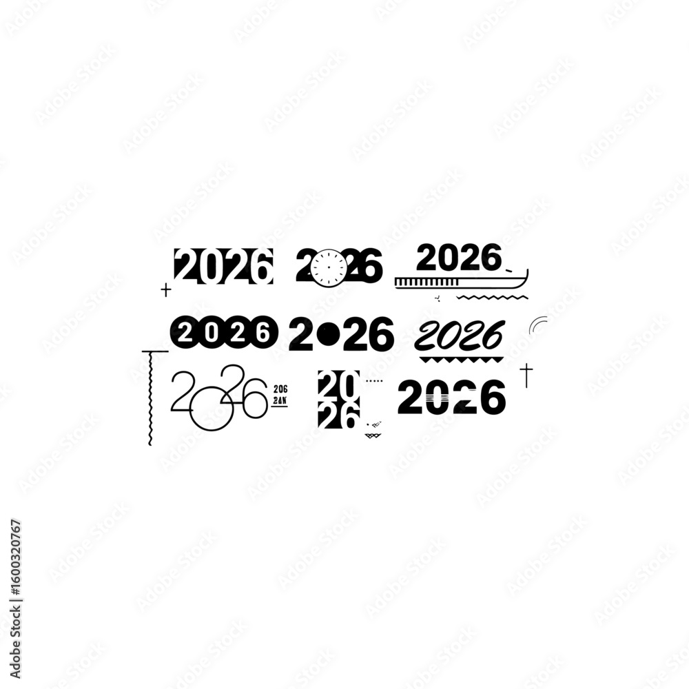 Fototapete big set of 2026 happy new year logo text design. 2026 number design template. collection of 2026 hap