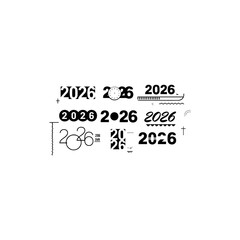 Big Set of 2026 Happy New Year logo text design. 2026 number design template. Collection of 2026 Happy New Year symbols. 