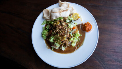 Gado-Gado, a typical Indonesian food served on the table