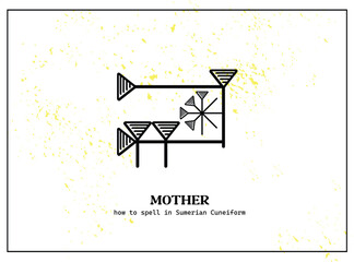 The word "Mother" in ancient Sumerian cuneiform – a timeless tribute to maternal love in one of the world’s oldest scripts.