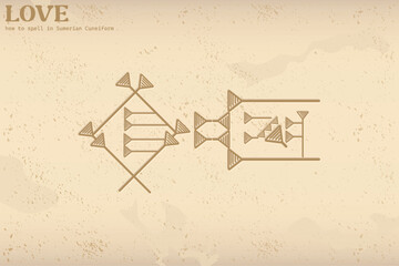 "Love" written in ancient Sumerian script – a powerful symbol of human connection, emotion, and eternal bonds through time.