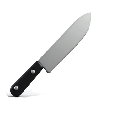 A single chef's knife with a black handle and silver blade on transparent background