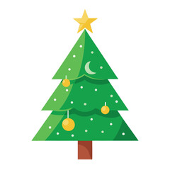 Fototapeta premium A magical celestial Christmas tree with green starry branches and a glowing aura, perfect for enchanting holiday themes.