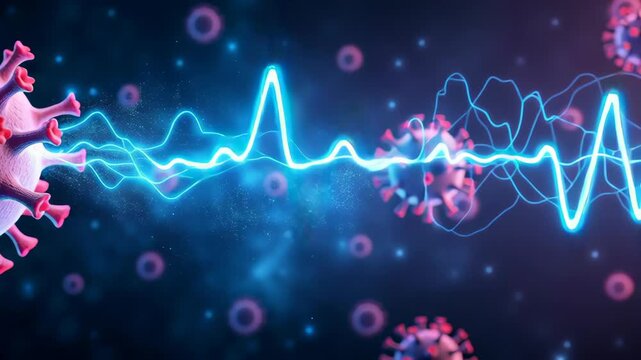 Hiv virus concept ,Digital Representation of Virus with Spikes and Glowing Lines, Symbolizing Health, Science, and Impact