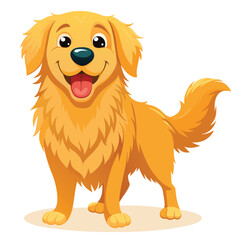 A delightful cheerful golden retriever with a happy grin, isolated on white, radiating pure joy and friendliness.