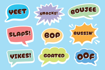 Obraz premium Set of colored speech bubbles with gen z slang and catchphrases