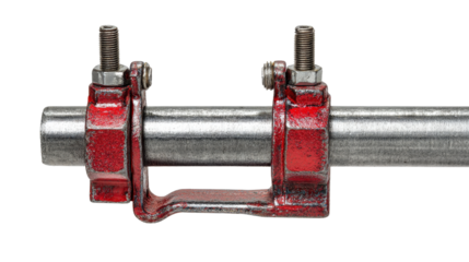 Clamp holding a metal pipe background isolated on a Transparent background, PNG file.