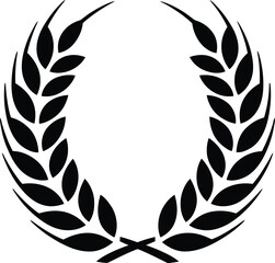 Fototapeta premium Elegant black and white vector illustration of a laurel wreath symbolizing victory achievement or honor perfect for logos awards and graphic design elements
