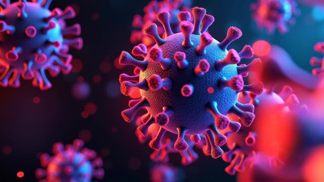 Hiv virus concept ,Colorful Virus with Spikes Microscopic Journey into Biology, Health, and Science Through Vibrant Details