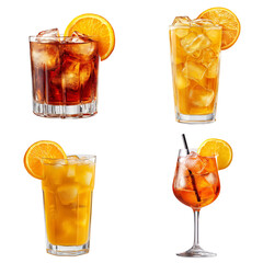 Set of orange cocktail, isolated 