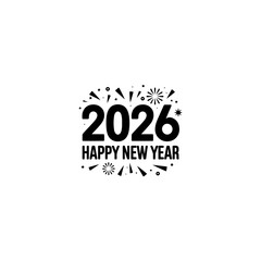 Happy new year 2026 text design 